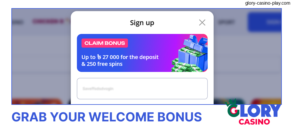 Claim your welcome bonus at Glory Casino