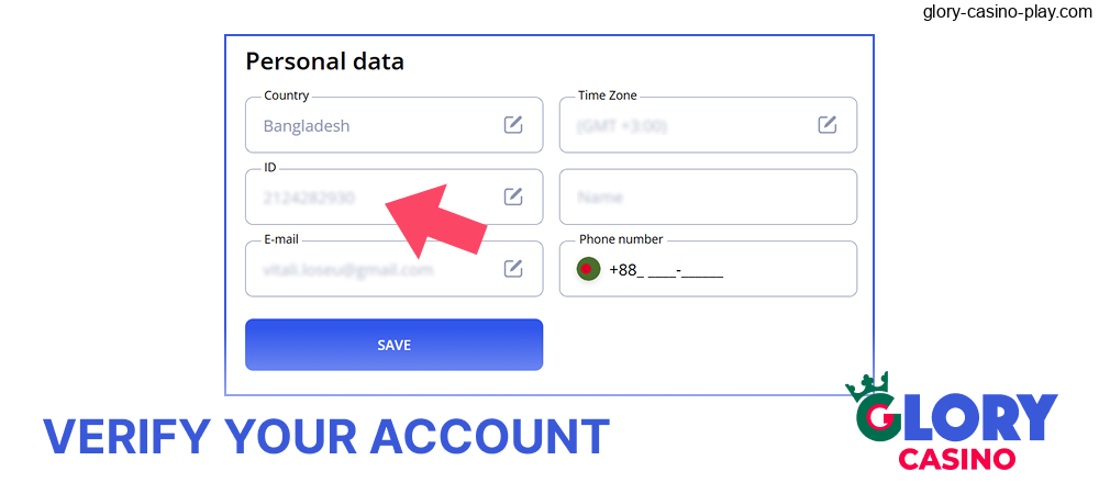 Verify your Glory Casino account by uploading your ID